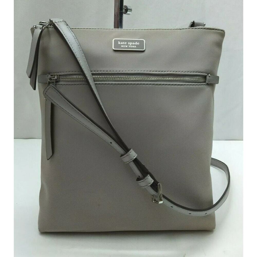 Kate Spade New York Gray Nylon Zipper Pocket Crossbody Bag